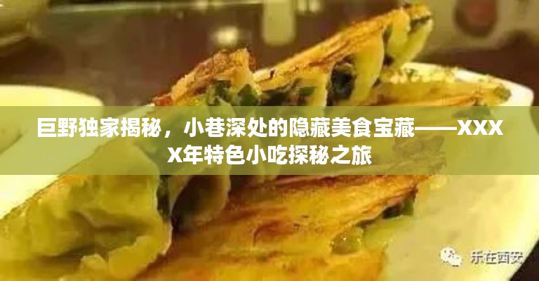 巨野独家揭秘,小巷深处的隐藏美食宝藏——XXXX年特色小吃探秘之旅